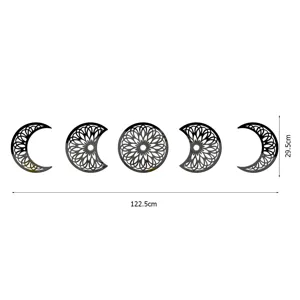 3D acrylic moon phases wall mirror stickers black mandala home living room wall decor decals