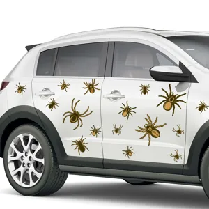 Autocollants magnétiques d'Halloween pour voiture avec motifs d'araignées brunes effrayantes.