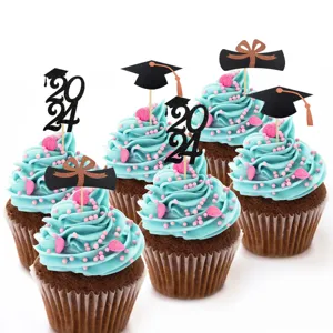 Graduation cupcake toppers 2024 class of graduation party cake decorations paper card supplies