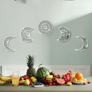 3D Moon Phase Acrylic Mirror Wall Sticker Set Home Decor Self-Adhesive Wall Art Decor
