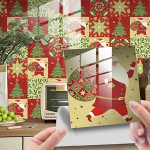 Adesivo per piastrelle di Natale impermeabile cucina decorazione murale Babbo Natale.