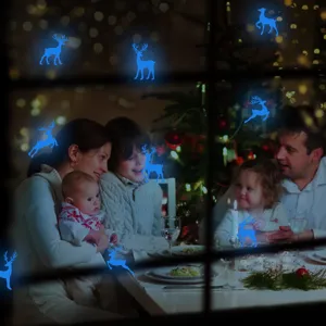 Adesivi murali luminosi cervo blu per la decorazione della festa di Natale finestra.