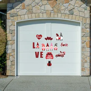 Ensemble d'aimants de porte de garage de Saint-Valentin, décors de camion gnomes cœurs.