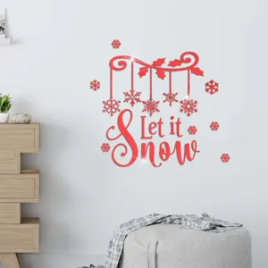 Natale adesivo murale acrilico fiocco rosso Let it Snow decorazione specchio adesivo