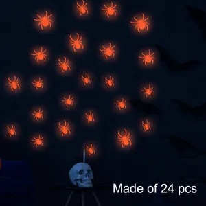 Set de pegatinas de pared con arañas luminosas 3D de Halloween para decoración de fiestas.