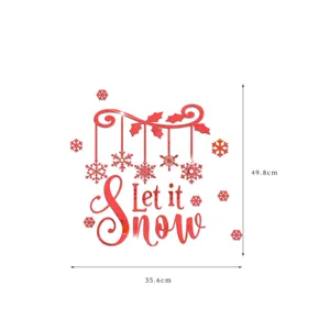 Adesivo murale specchio Natale in acrilico rosso con design a fiocco di neve per decorazioni.