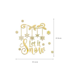 Adesivo murale specchio Natale acrilico Let It Snow fiocco di neve deco 49.8x35.6cm