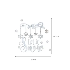Adesivo murale specchio Natale Let it snow fiocco acrilico decoro casa 35x50cm