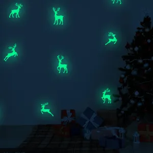 Adesivi da parete cervo luminoso decalcomanie da muro fluorescenti per festa di Natale