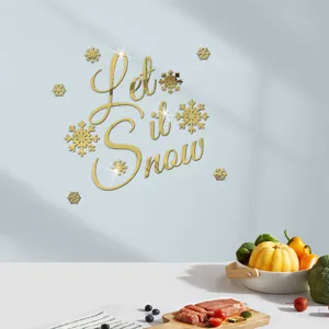 Adesivo murale specchio acrilico oro Let it Snow fiocco di neve Natale decorazione.