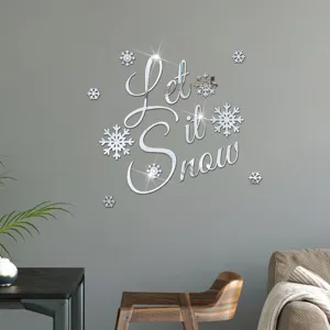 Adesivo murale specchio acrilico Let It Snow Natale decorazione fiocco di neve