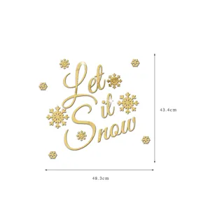 Adesivo murale specchio acrilico oro Let it Snow fiocco di neve decorazione 48cm