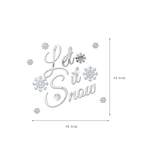 Adesivo murale specchio acrilico fiocco di neve di Natale Let it Snow decoro 48cm