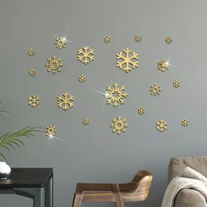 Adesivi da parete fiocco di neve in acrilico dorato specchio decorazione natale arte