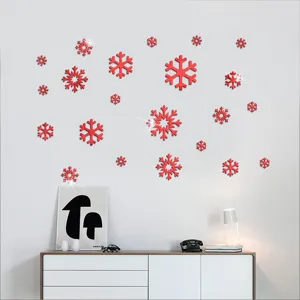 Adesivi murali in acrilico con fiocco di neve rosso specchio decorazione parete