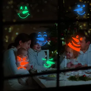 Natale luminoso pupazzo di neve adesivi murali fluorescenti decorazione per finestre