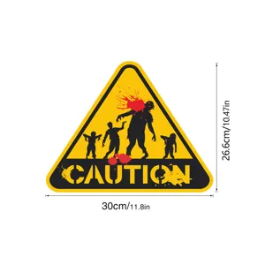 Halloween zombie caution warning wall sticker, luminous self-adhesive festival decor item.