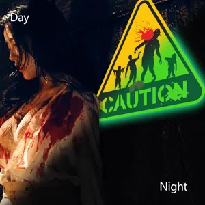 Halloween luminous warning wall sticker fluorescent sticker glow in the dark spooky decor