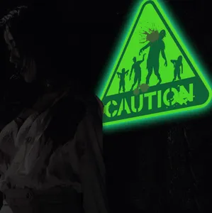 Halloween glow in the dark zombie warning wall sticker spooky party window home decor decal