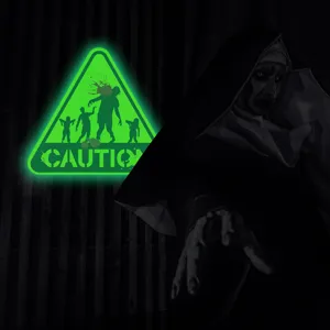 Halloween glow-in-the-dark zombie warning wall sticker self-adhesive luminous decor.