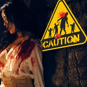 Halloween glowing danger warning wall sticker zombie caution sign holiday party decor