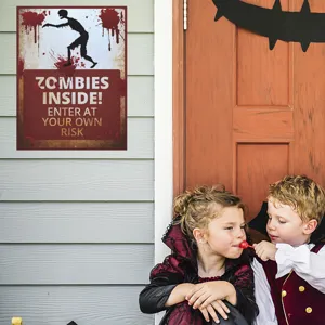 Halloween luminous zombie poster wall sticker, glowing scary decor for windows and doors.