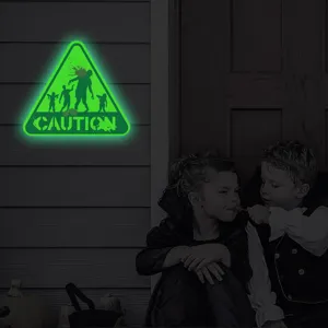 Halloween glow in the dark warning wall sticker scene detail for holiday decoration.