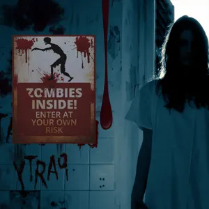 Halloween luminous zombie poster wall sticker spooky bloody warning sign decor details.