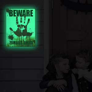 Halloween luminous zombie handprint wall sticker glow in the dark spooky party decoration.
