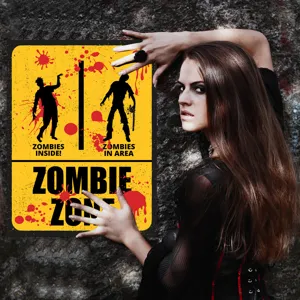 Halloween zombie warning sign wall sticker luminous horror poster for home party decoration