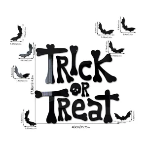 Halloween acrylic mirror wall stickers trick treat bats set removable home decor 40cm