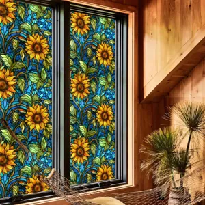 Film pour fenêtre en vitrail de tournesol, autocollant décoratif statique pour la maison.