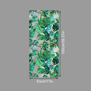 Film pour vitre motif feuille de monstera, autocollant verre statique 43x100cm déco