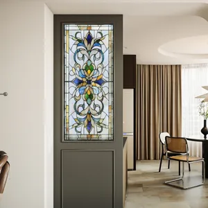 Viktorianische Buntglas Fensterfolie statische dekorative Glasaufkleber fuer Innendekoration