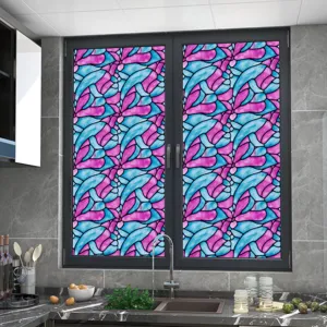 Decorative static window film colorful stained glass sticker for home kitchen privacy glass