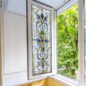 Viktorianische Buntglas Fensterfolie statisch haftend dekorativer Aufkleber Zuhause