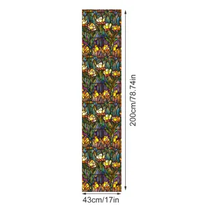 Film pour fenetre en vitrail style Tiffany motif floral autocollant decoratif 200x43cm