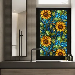 Film pour vitre en verre teinté tournesol autocollant décoratif intimité salle de bain