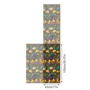 Film pour vitre en verre teinté style Tiffany floral autocollant pour vitre de maison