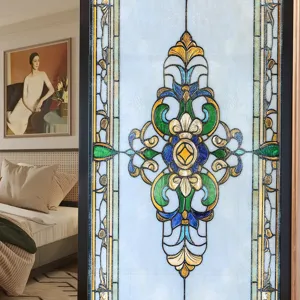 Viktorianische Buntglas Fensterfolie statisch haftend dekorativer Glasaufkleber Detail