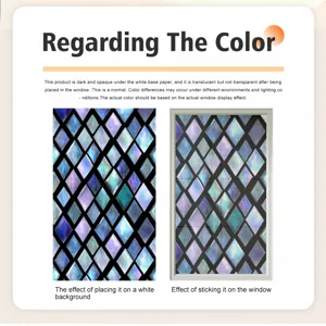 Detail view of 3D embossed window film showing holographic diamond pattern and light transmission effect.