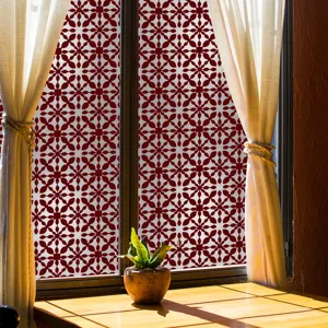 Geometrische raamfolie glasdecoratie, decoratieve privacy statische raamsticker voor thuis.
