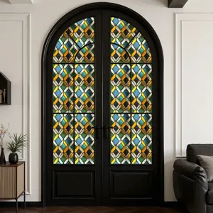 Decoratieve raamfolie van PVC in vintage stijl met prachtig gekleurd raster voor deuren