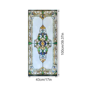 Viktorianische Buntglas Fensterfolie statischer dekorativer Glasaufkleber für Zuhause 43x100cm