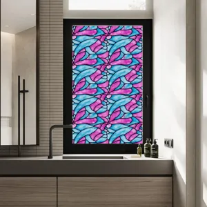 Colorful retro stained glass window film, PVC static cling privacy film for home decoration.