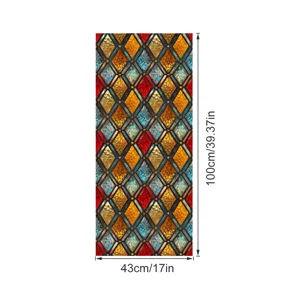 Vintage glas-in-lood raamfolie, decoratieve PVC statische glassticker 43x100cm