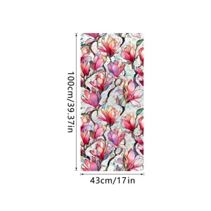 Static cling decorative window film featuring a colorful magnolia flower pattern, 100x43cm.