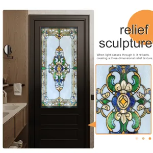 Viktorianischer Stil statische Fenster Glas Aufkleber dekorative Folie Relief Textur