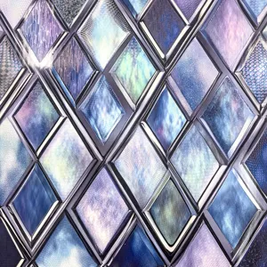 3D decorative window glass film static cling sticker rhombus pattern stained glass design