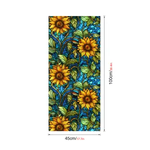 Film pour fenetre tournesol vitrail statique amovible autocollant decoratif 45x100cm
